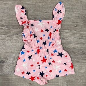 Pink Star-Patterned Kids Romper